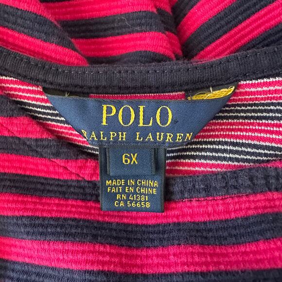 Polo Ralph Lauren Little Girls 6X Pink Blue Striped A-Line Dress Short Sleeve - Picture 5 of 5